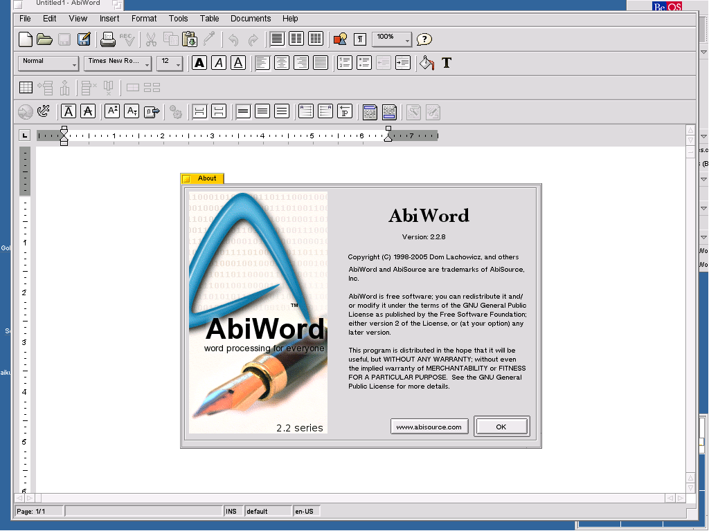 AbiWord, procesador de texto.