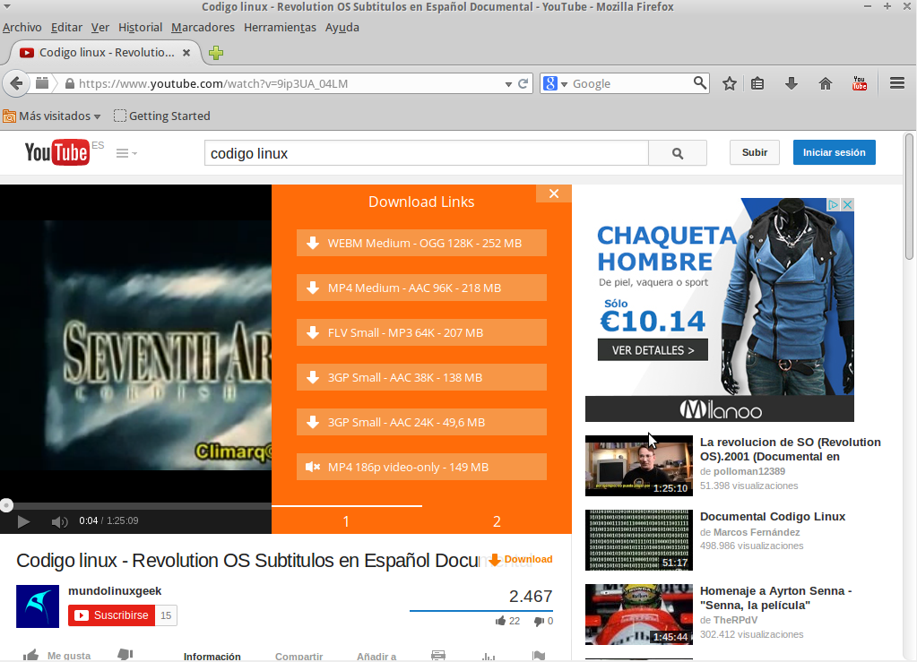 musica con mozilla da youtube