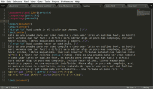 Sublime text edition tex file screenshot