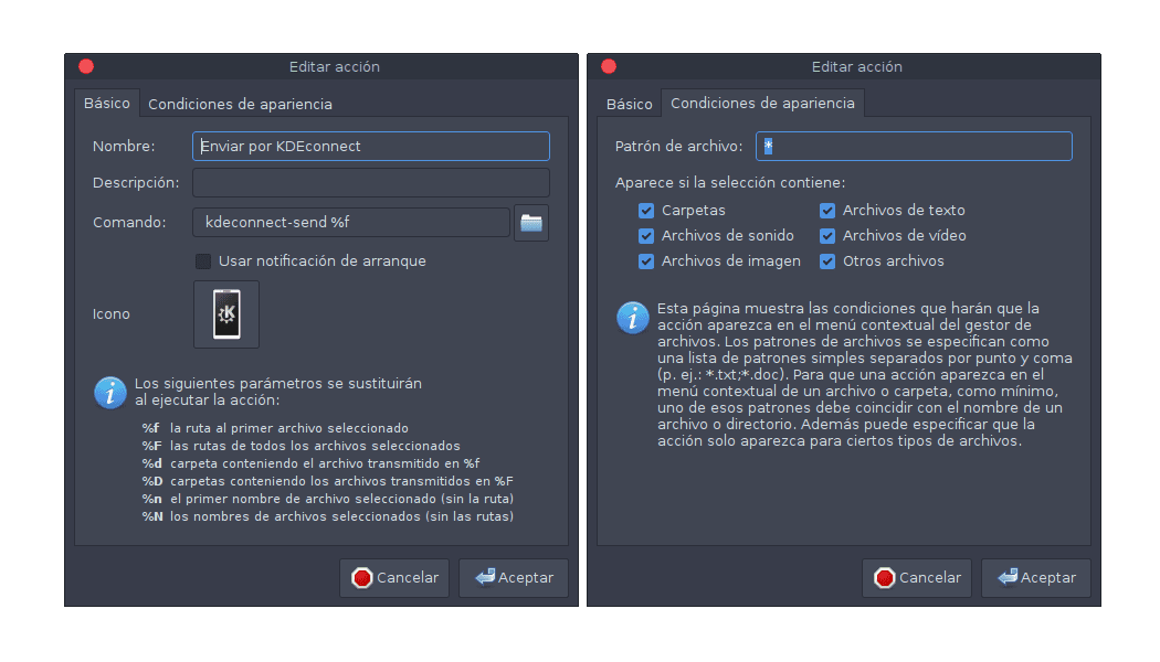 KDE connect en Thunar