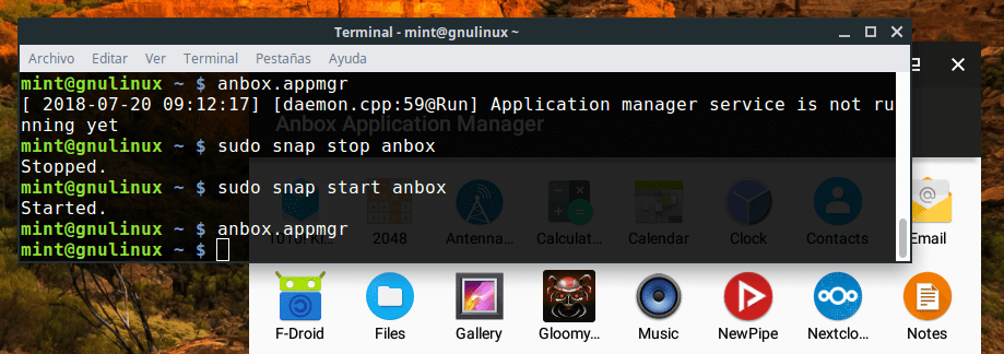 fix [daemon.cpp:59@Run] Application manager service is not running yet anbox