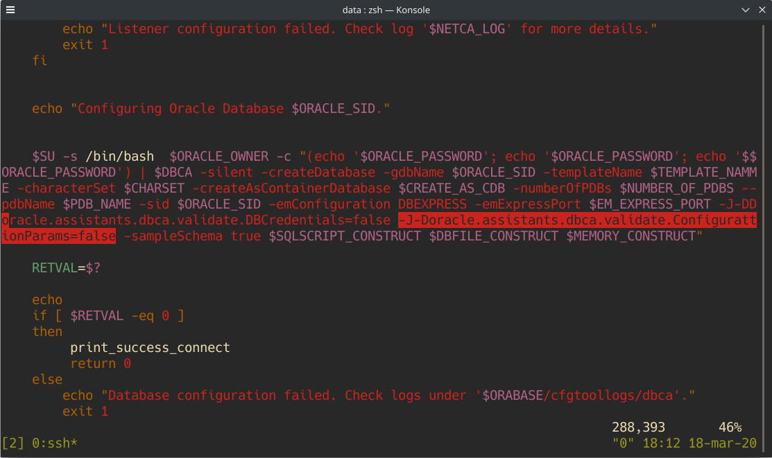 Configuración de parámetros Oracle Database 18c